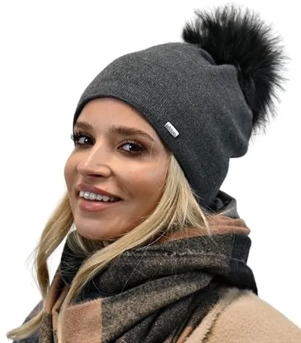 Alur Mütze Damen Beanie Wintermütze Strickmütze mit Bommel