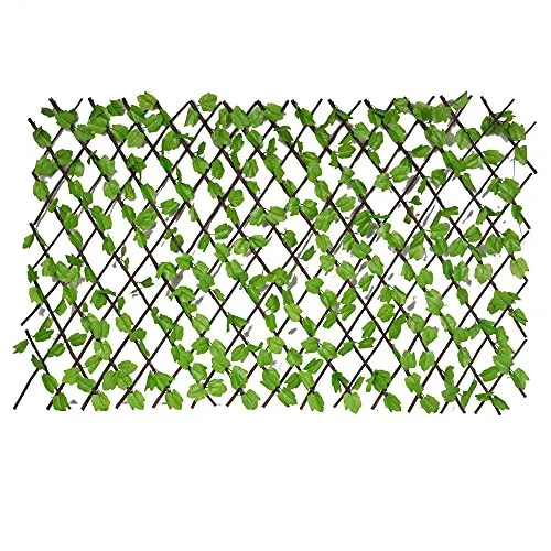 UNUS Garden Rankgitter Deko Sichtschutz Weide, 90x180cm - Dekorative Zäune, vielseitig einsetzbar als Sichtschutz oder Garten-Deko, aus 100% naturbelassener Weide mit lebensechten Blättern für eine ansprechende Optik.