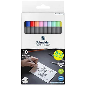 Schneider Paint-It 070 Filzstifte farbsortiert - 10 kräftige Farben, schnell trocknend und biobasierter Kunststoff für kreatives Gestalten