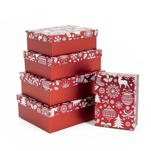 Geschenkbox 5er Set Geschenkverpackung Kartonagen Geschenkschachtel Weihnachten