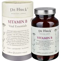 Dr. Huck® Vitamin B Komplex Kapseln Vegan - 90 Kapseln - Vegane Vitamin B Komplex Kapseln mit 8 wertvollen B-Vitaminen für eine optimale Nährstoffversorgung. Ideal für den täglichen Einsatz, laktose- und glutenfrei.