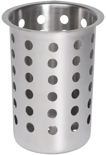 APS 11999 Besteckköcher - Edelstahl, 9,5 cm Durchmesser, 13,5 cm hoch, vielseitig einsetzbar als Besteckbehälter oder Kochutensilienhalter