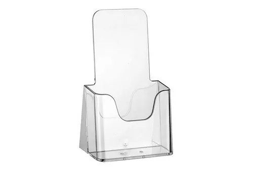 ogoPLUS Aufsteller (5 Stück), Hochformat, Auswahl an DIN lang, transparenter Prospektständer/Flyerständer/Prospekthalter/Prospektbox, glasklar, leichte Neigung für optimales Blickfeld