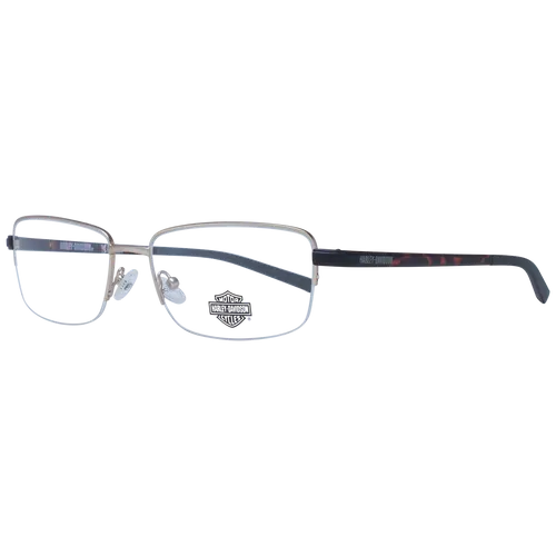 Harley-Davidson HD00017 032 58 Herrenbrille - Brillenfassung für Herren, stilvolles Halbrand-Design in Schwarz und Gold, inklusive original Etui – ideal für modebewusste Biker.