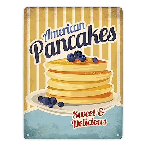 Metallschild XL mit American Diner Classics - Pancakes Motiv