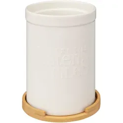 FIVE - 'Natureo' Utensilienhalter aus Keramik mit weißem Bambustablett