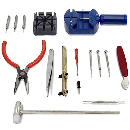 MMOBIEL 16 TLG Uhrenmacher Schmuck Reparatur Tool Kit Inkl. Armband Pin Link Entferner Gehäuse Öffner