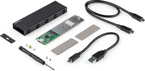 StarTech.com SM2E1BMU31C - Externes M.2 SSD Gehäuse - Festplatten Zubehör mit USB-C 10 Gbit/s, Aluminiumgehäuse für M.2 NVMe/SATA SSDs, unterstützt verschiedene Größen und bietet eine schnelle Datenübertragung.