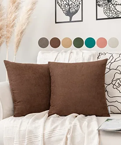pamuq Kissenbezug - ohne Füllung - 40x40 Samt, braun, 2er Set - 2 Kissenbezüge mit Reissverschluss für Dekokissen, Zierkissen, Sofakissen, Couchkissen - Deko Kissen Bezug Kissenhülle