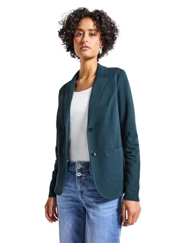 STREET ONE Damen 2116815 Basic Blazer, Tide Blue, Größe 46 - Eleganter Damenblazer mit Reverskragen und langem Arm, ausgestattet mit praktischen aufgesetzten Taschen und einem bequemen Baumwollmix mit Stretchanteil.