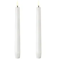 Uyuni LED Tafelkerze 20cm nordic white - 2 Stück - Kerzen mit echter Wachsoberfläche und 3D-Flamme für ein flackerndes Licht, rauch- und rußfrei - ideal für stimmungsvolle Beleuchtung in jedem Raum.