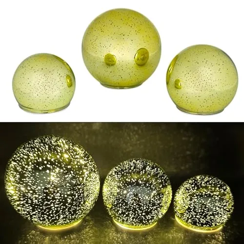 Online Fuchs 3er Set Glaskugeln mit LED-Lichterkette & Timer, seichter Funkeleffekt möglich