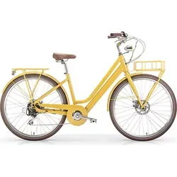 MBM Elektro-Citybike LA RUE 2.0, matt mustard - E-Bike mit leichtem, unsichtbarem Akku und Retro-Design, ideal für Stadtfahrten und Ausflüge ins Grüne.