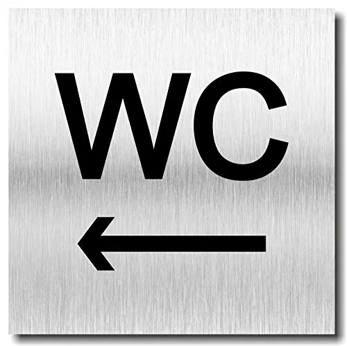 Türschild WC Pfeil Links Toilette UV Druck 12 x 12cm