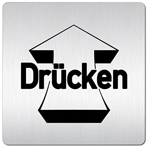 Türschilder24 XXL Schild - Türschild (B) • 125 x 125 mm • Drücken/Ziehen • 1,5 mm Aluminium Vollmaterial • 100% Made in Germany (Drücken)