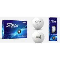 Titleist Tour Soft 23 12er Packung weiss - Hochwertige Golfbälle - Golfzubehör für Golfer mittlerer bis sehr guter Spielstärke, bietet hervorragende Weite und Kontrolle auf dem Platz.