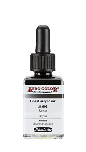 Schmincke - AERO COLOR® Professional, Sepia, 28 ml, 28 603 023, feinst-flüssige, farbstarke Acrylfarbe für Acrylmalerei, Airbrush, Mixed Media