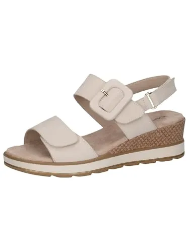 CAPRICE Damen Sandalen mit Absatz aus Leder, Cremefarben (Snow Nubuc), 40 EU - Wanderschuhe mit innovativem MemorySchaum-Fußbett für perfekten Komfort und Gelenkschutz. Hochwertiges Leder sorgt für Langlebigkeit und eleganten Look.