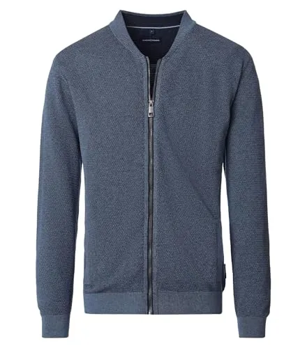 CASAMODA Strickjacke uni, Herren, Gr. L, blau - Herren-Strickjacke aus 100% Baumwolle, bügelleicht und ideal für jeden Anlass. Der klassische Rundhalsausschnitt sorgt für eine stilvolle Optik und hohen Tragekomfort.