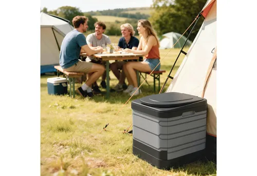 Outsunny Faltbare Campingtoilette – Tragkraft bis 150 kg - Kompakte Reisetoilette für Outdoor-Abenteuer: Mit nur 16,5 cm Faltmaß ideal für Reisen. Bequeme Sitzhöhe von 43 cm sorgt für Komfort. Inklusive 12 Entsorgungsbeuteln für einfache Handhabung.