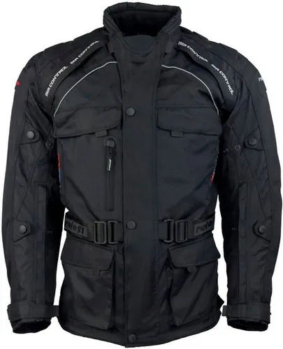 roleff Motorradjacke Liverpool RO Unisex 4XL – Schwarz mit Sicherheitsstreifen