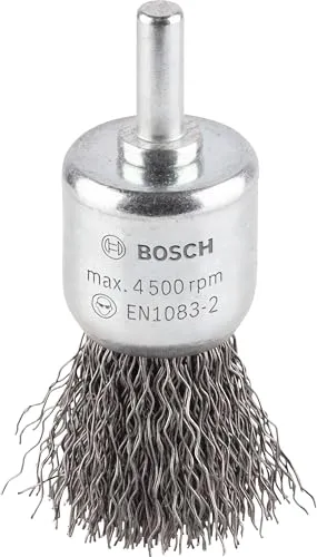 Bosch 1x PRO Steel Longlife Topfbürste, gewellter Draht für 6‑mm-Zylinderschaft und Bohrer (Ø 25 mm, Professional Zubehör Bohrmaschine/Schrauber)