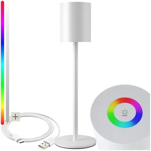 TecTake Retro-Tischlampe Corly, dimmbar mit 7 Lichtfarben
