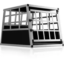 Cadoca Tiertransportbox aus Aluminium, trapezförmig und verschließbar - Tier-Transportbox aus robustem Aluminium, ideal für sicheres Reisen mit Ihrem Haustier. Maße: 70x54x51 cm, perfekt für den Kofferraum.