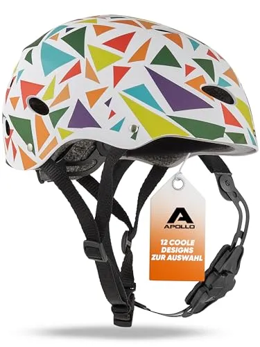 Apollo Größenverstellbarer Skatehelm mit coolem Retrodesign - Fahrradhelme mit herausragendem Sicherheitsstandard und weichen Schaumstoffpads für optimalen Tragekomfort – der perfekte Kopfschutz für Skateboarder!