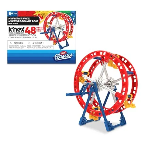 K'NEX Mini-Riesenrad-Bausatz, 48 Teile für Bewegungsspaß, Schreibtischdekoration, Konstruktionsmodell ab 6 Jahren, technisches Spielzeug für Jungen und Mädchen