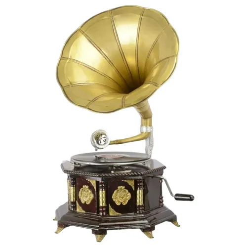 Trichtergrammophon Messing achteckig von vianmo