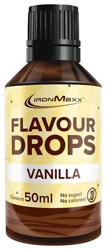 Flavour Drops zuckerfrei & vegan 50ml Vanilla - Aromatropfen ohne Kalorien zum Süßen von Lebensmitteln, Mit praktischem Tropfer-Verschluss