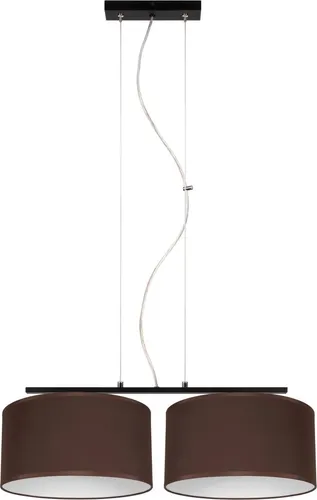 Pendelleuchte Esszimmer 70 cm - Modernes Design in Schwarz, Braun und Weiß - Deckenlampe für Esszimmer und Wohnzimmer, blendarm mit Stoffschirm, ideal für gemütliche Abende und stilvolle Atmosphäre.