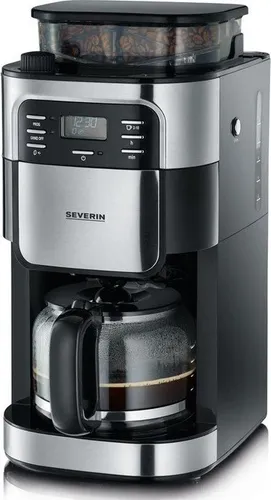 SEVERIN Kaffeemaschine KA 4810 - Kaffeeautomat mit Mahlwerk und Timer-Funktion, für individuellen Kaffeegenuss mit 3 Aromastufen und edler Glaskanne für 8 Tassen
