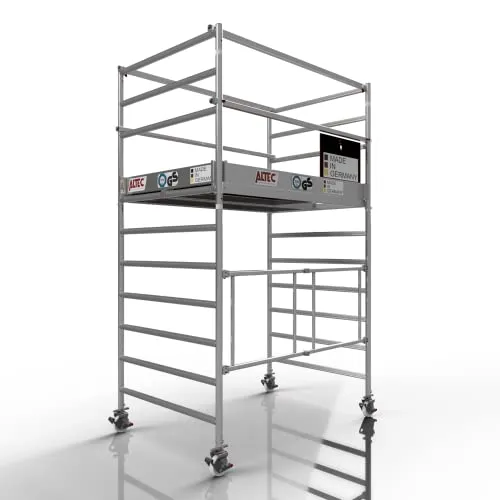 ALTEC AluKlik® 2.0 400 XXL: Profigerüst mit 4m Arbeitshöhe - Gerüste: Faltgerüst mit robuster Schweißkonstruktion, TÜV geprüft und ideal für Innen- und Außenbereich, inkl. 4 gebremsten Fahrrollen für hohe Mobilität.