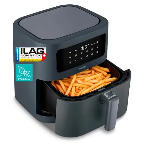 MEDION E40 XL Heißluftfritteuse – 5,2 Liter Airfryer mit 9 Automatikprogrammen
