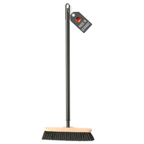 Lantelme Zimmerbesen mit Teleskopstiel ausziehbar 80cm bis 120cm im Set | Allzweckbesen aus Holz mit Kunsthaarborsten 28cm Besenkopf | Ideal als Stubenbesen Kehrbesen Parkett Laminat Haushalt Besen