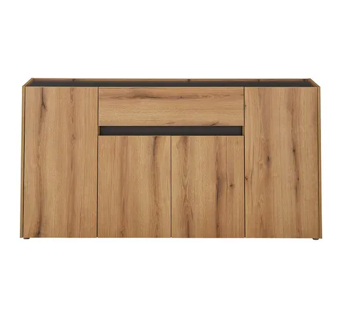 Lomadox Sideboard CRISP-61, 170 cm, Eiche Nb. mit anthrazit, 4 Türen und 1 Doppelschubkasten
