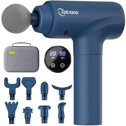 Massagepistole, Muskel Percussion Massagegerät, Massage Gun mit LED-Touchscreen, 20 Geschwindigkeiten, 9 Massageköpfe, Tragetasche, Leise Elektrische Massage Pistole, Geschenk für Männer & Frauen