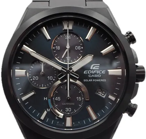 Casio EFS-S630DC-2AVUEF Herrenuhr - Chronograph mit Solar-Uhrwerk, Saphirglas und 10 atm wasserdicht. Stilvoller Edelstahl-Look mit schickem blauen Akzent, perfekt für modebewusste Männer.