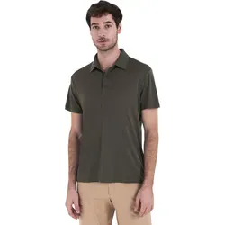 Icebreaker Herren Tech Lite III Polo T-Shirt in Grün, Größe S - T-Shirts Merino, leicht und atmungsaktiv mit natürlichen Corozo-Knöpfen für optimalen Tragekomfort auch bei warmen Temperaturen.