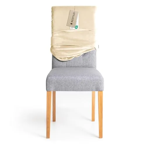 RESTILO Stuhlhusse Stretch in Universalgröße, Abnehmbare Waschbare Stuhlbezug Esszimmerstuhl, Elastischer Stuhl Überzug Schutz für Esszimmer, Restaurant Hotel Bankett Hochzeit Party, Sento Hellbeige