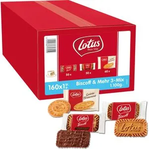 Lotus Kekse Biscoff und Mehr 3er Mix, 3 Sorten, einzeln verpackt, 1100 g, 160 Stück