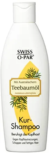 TEEBAUM ÖL KUR Shampoo Swiss O-Par 250 ml - Shampoo mit Teebaumöl, ideal zur Pflege von strapaziertem Haar und zur Bekämpfung von Schuppen.