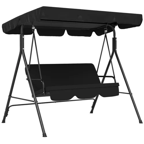 Hollywoodschaukel, Gartenschaukel, 3-Sitzer Schaukelbank mit verstellbarem Dach, stabile Stahlkonstruktion 172x110x153cm für Garten & Terrasse