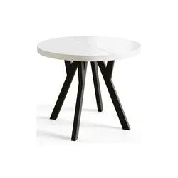 AlpiMeble Runder Esszimmertisch OVO, ausziehbar von 80 cm bis 130 cm - Esszimmertisch mit modernem Design und ausziehbarer Funktion, ideal für kleine Räume. Hochwertige Holzbeine sorgen für Stabilität und Langlebigkeit.