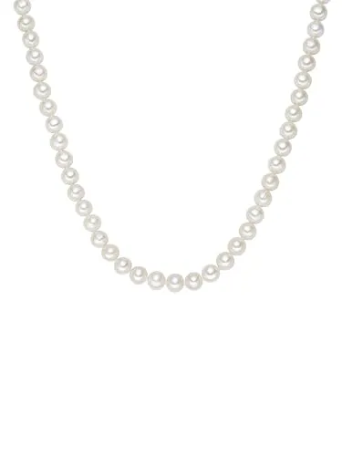 Valero Pearls Perlenkette aus Süßwasserzuchtperlen - Elegante Halskette aus hochglanzpolierten weißen Süßwasserzuchtperlen, ideal für besondere Anlässe. Länge 45 cm + 5 cm, mit sicherem Karabinerverschluss.