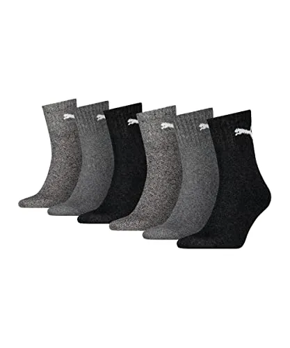 PUMA Herren Damen Short Crew Sport Socken 6P, Anthrazit/Grau 39-42