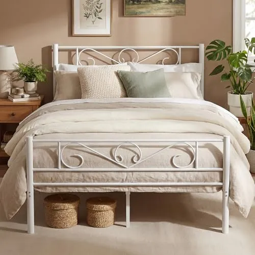 VASAGLE Bett 140 x 200 cm, Metallbett, stabil und stilvoll von VASAGLE