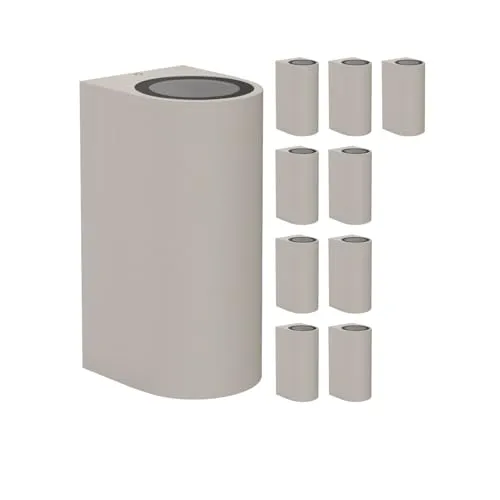 ledscom.de 10 Stück Wandleuchte ALSE für außen, IP54, Up-/Downlight, grau matt, rund, 2x GU10 max. 35W